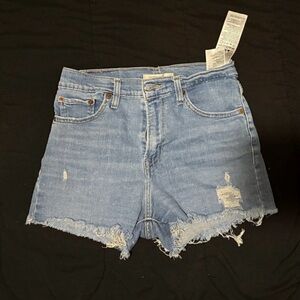 Light blue Levi ripped high waisted stretchy jegging shorts 27